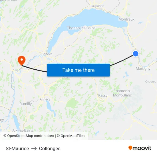 St-Maurice to Collonges map
