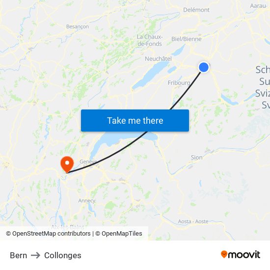 Bern to Collonges map