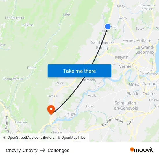 Chevry, Chevry to Collonges map