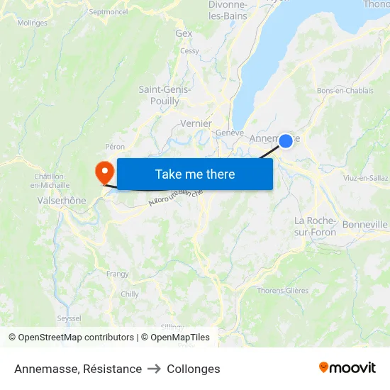Annemasse, Résistance to Collonges map