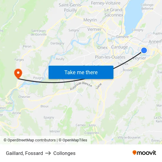 Gaillard, Fossard to Collonges map