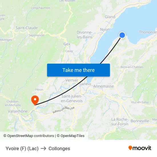 Yvoire (F) (Lac) to Collonges map