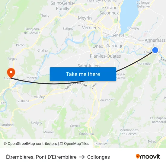 Étrembières, Pont D'Etrembière to Collonges map