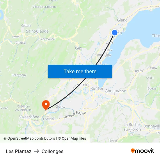 Les Plantaz to Collonges map