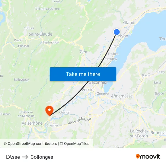 L'Asse to Collonges map