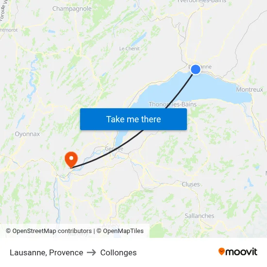 Lausanne, Provence to Collonges map