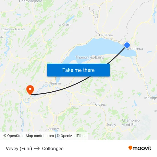 Vevey (Funi) to Collonges map