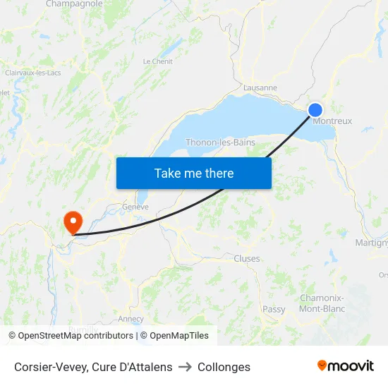 Corsier-Vevey, Cure D'Attalens to Collonges map