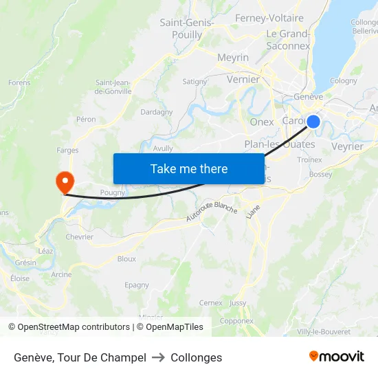 Genève, Tour De Champel to Collonges map