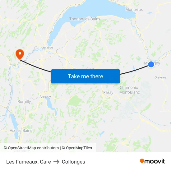Les Fumeaux, Gare to Collonges map