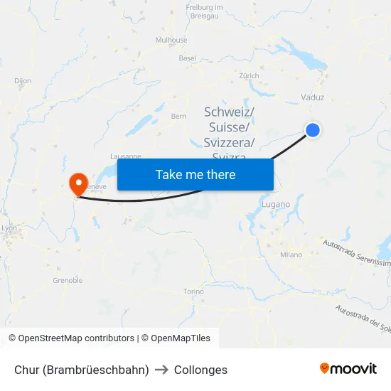 Chur (Brambrüeschbahn) to Collonges map