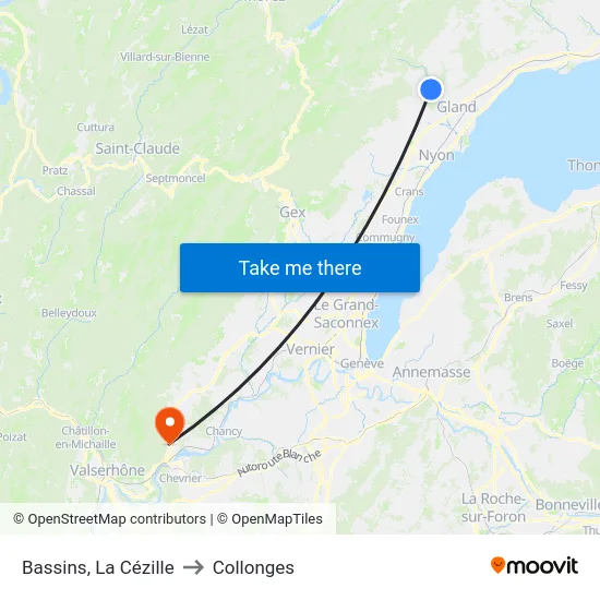 Bassins, La Cézille to Collonges map