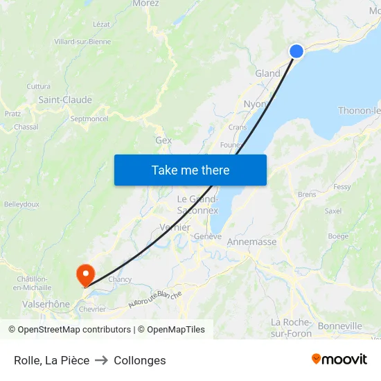 Rolle, La Pièce to Collonges map