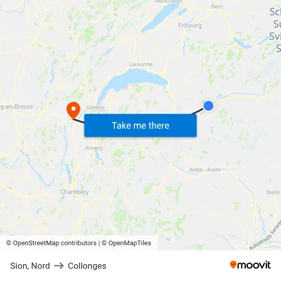 Sion, Nord to Collonges map