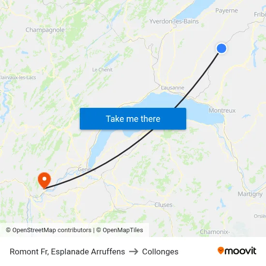 Romont Fr, Esplanade Arruffens to Collonges map