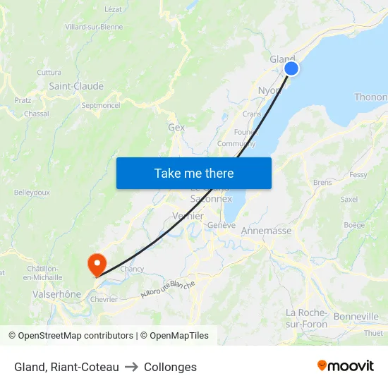 Gland, Riant-Coteau to Collonges map