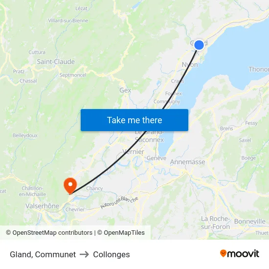 Gland, Communet to Collonges map