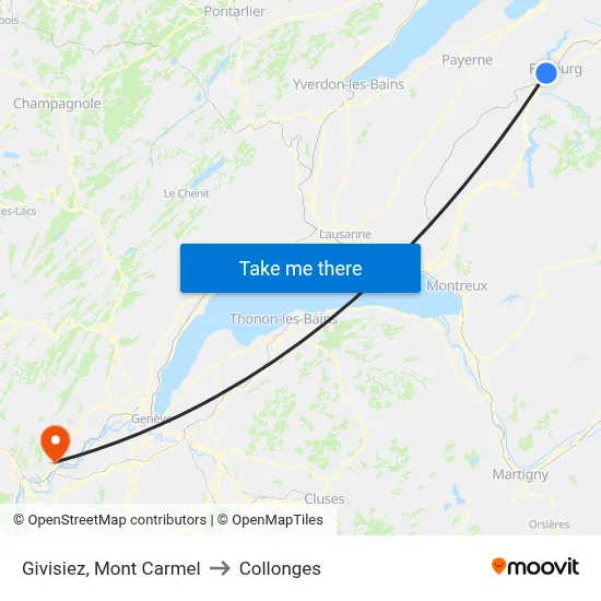 Givisiez, Mont Carmel to Collonges map