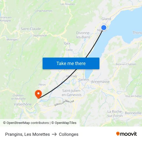 Prangins, Les Morettes to Collonges map