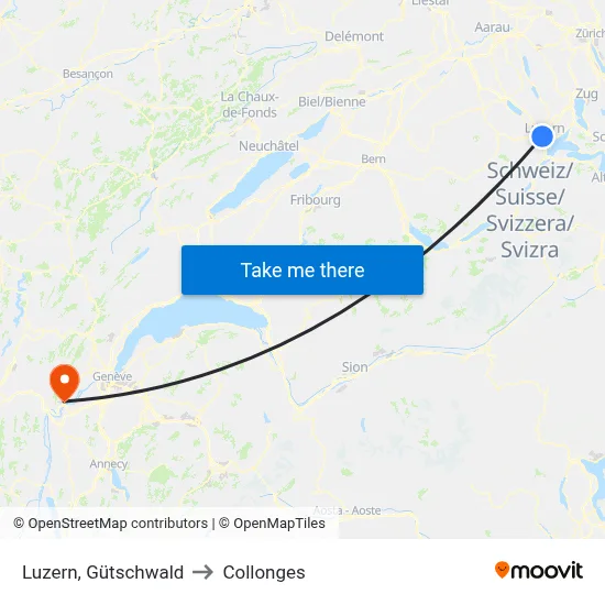Luzern, Gütschwald to Collonges map