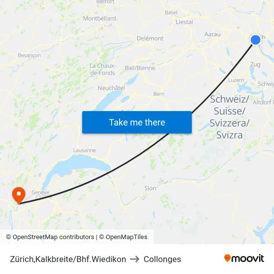 Zürich,Kalkbreite/Bhf.Wiedikon to Collonges map