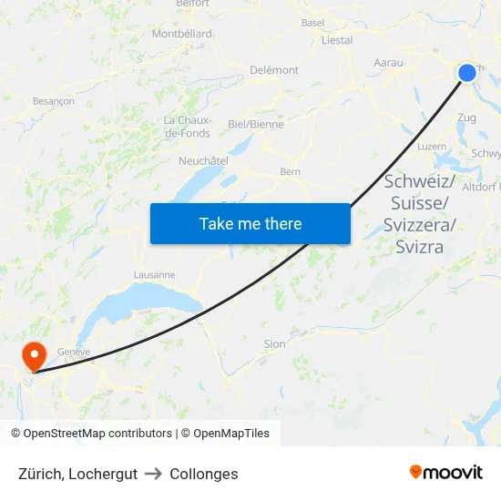 Zürich, Lochergut to Collonges map
