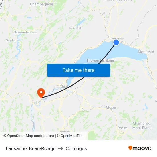 Lausanne, Beau-Rivage to Collonges map
