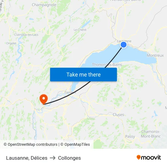Lausanne, Délices to Collonges map