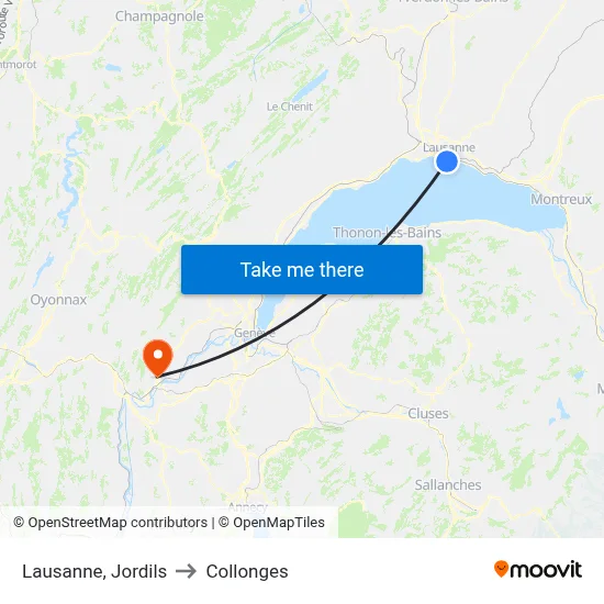 Lausanne, Jordils to Collonges map