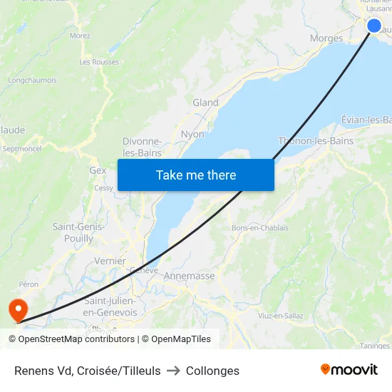 Renens Vd, Croisée/Tilleuls to Collonges map