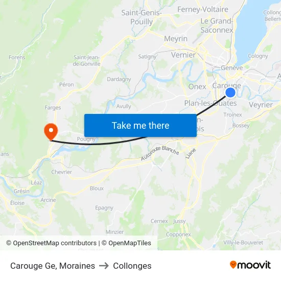 Carouge Ge, Moraines to Collonges map