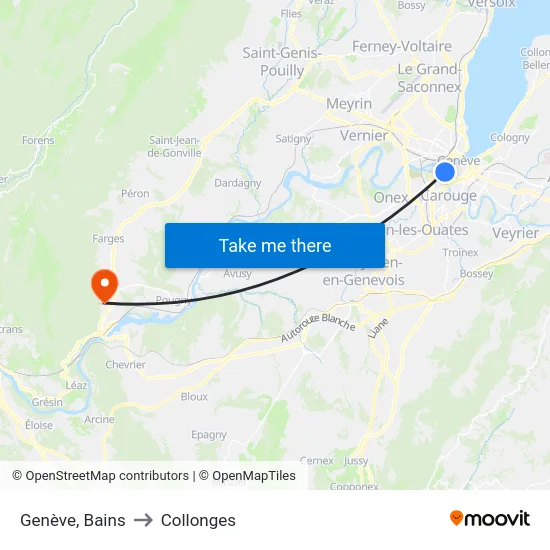 Genève, Bains to Collonges map