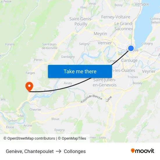 Genève, Chantepoulet to Collonges map