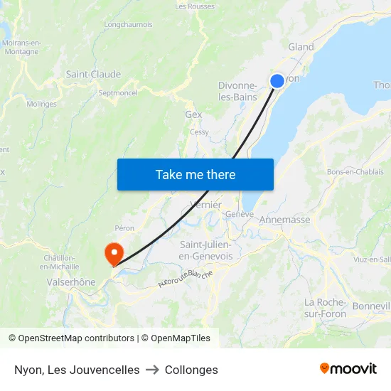 Nyon, Les Jouvencelles to Collonges map