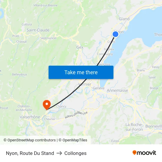 Nyon, Route Du Stand to Collonges map