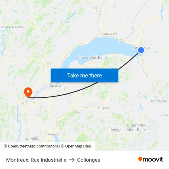 Montreux, Rue Industrielle to Collonges map