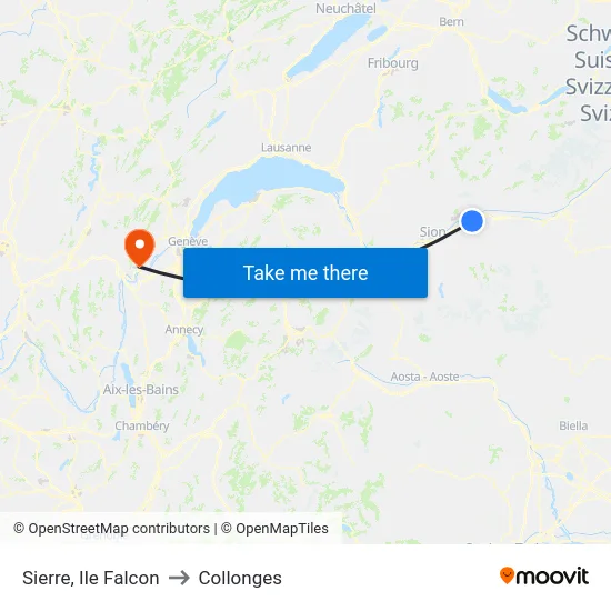Sierre, Ile Falcon to Collonges map