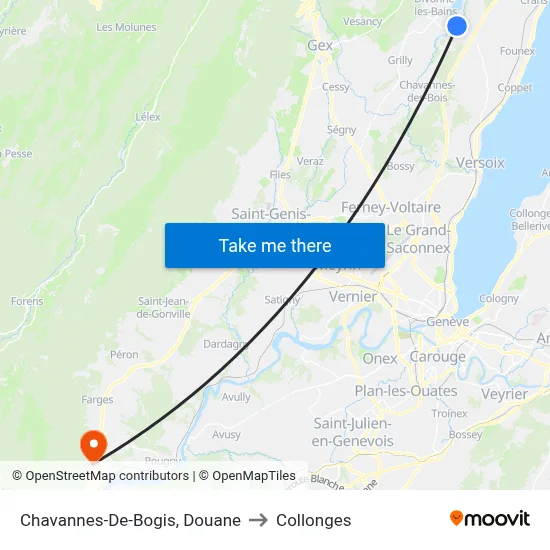 Chavannes-De-Bogis, Douane to Collonges map