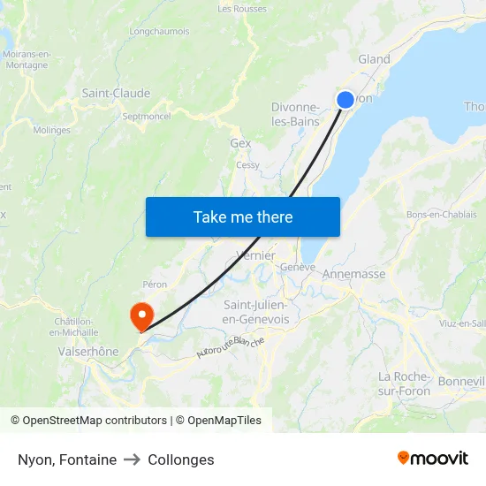 Nyon, Fontaine to Collonges map