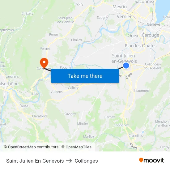 Saint-Julien-En-Genevois to Collonges map