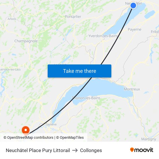 Neuchâtel Place Pury Littorail to Collonges map