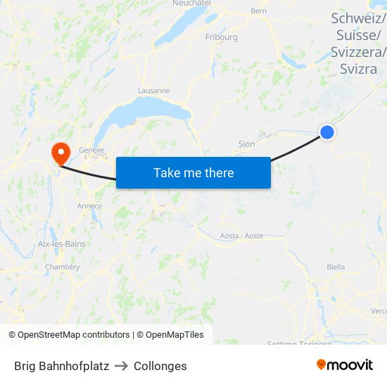 Brig Bahnhofplatz to Collonges map
