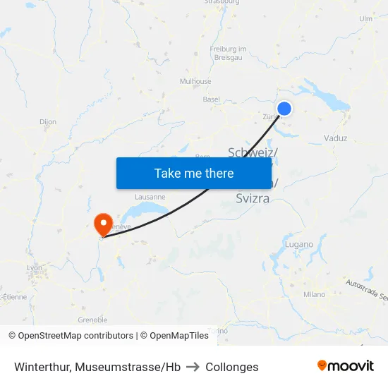 Winterthur, Museumstrasse/Hb to Collonges map