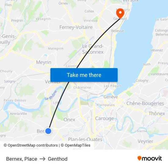 Bernex, Place to Genthod map