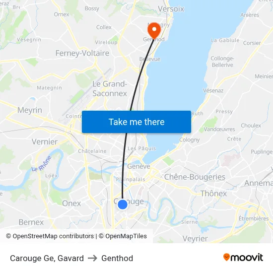 Carouge Ge, Gavard to Genthod map