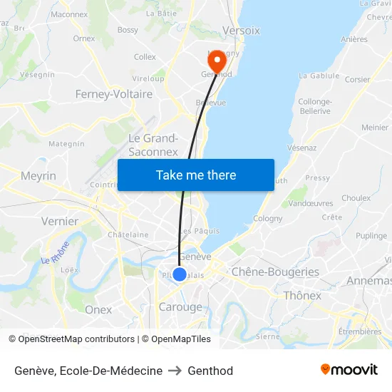 Genève, Ecole-De-Médecine to Genthod map