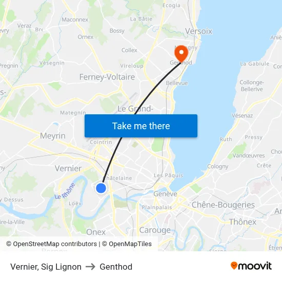 Vernier, Sig Lignon to Genthod map