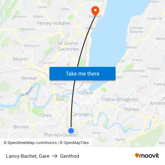 Lancy-Bachet, Gare to Genthod map