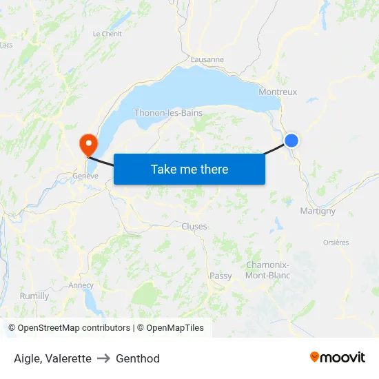 Aigle, Valerette to Genthod map