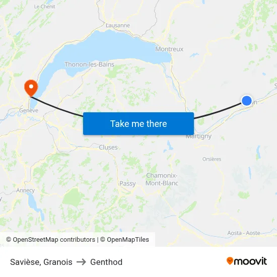 Savièse, Granois to Genthod map